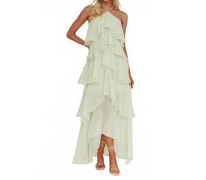NEW ONE & ONLY women's halter neck ruffled maxi dress in green